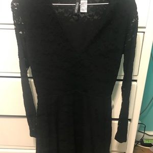 Black lace skater dress